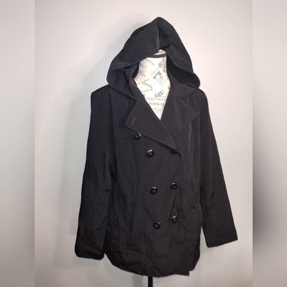Croft & Barrow Polyester Double Breasted Trench Coat With Hood L - Picture 4 of 4